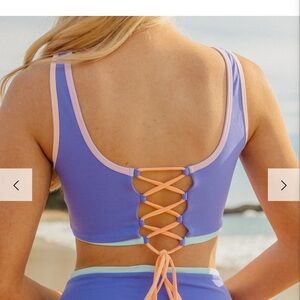 Maven Thread Purple Color Block Coastal Bikini Top and High Rise Bottoms- XL